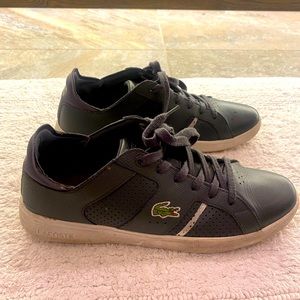 Lacoste men’s leather gray tennis shoes